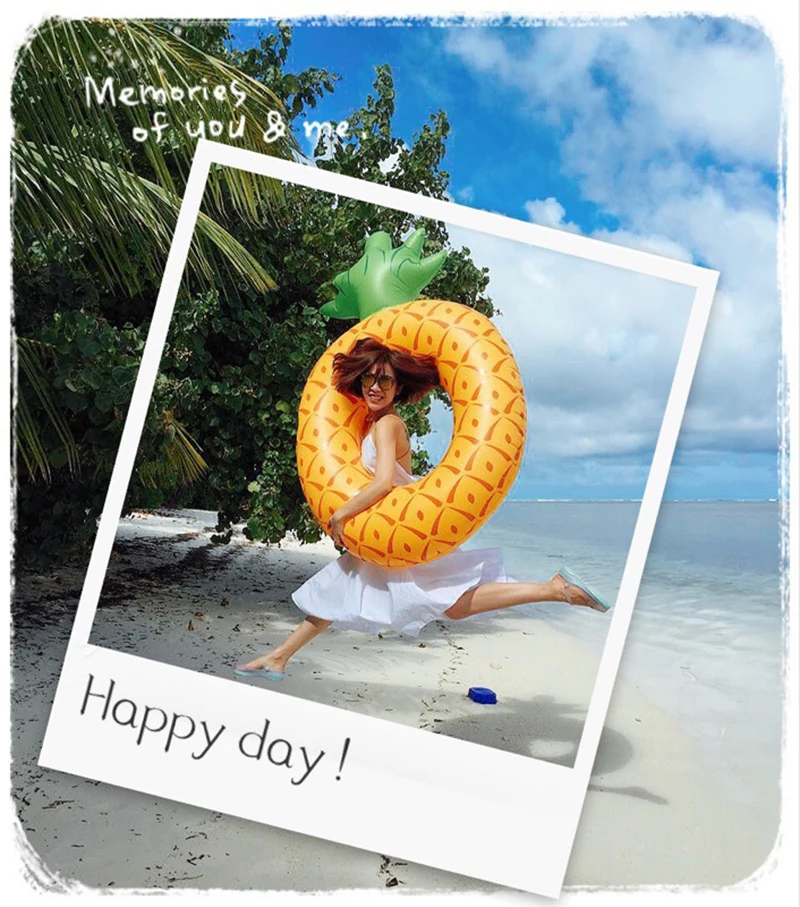 

New Giant Pineapple Shape Thicken Inflatable Swimming Rings Pool Float Air Mattress Beach Water Fun Toy Lifebuoy Adult 180*120cm