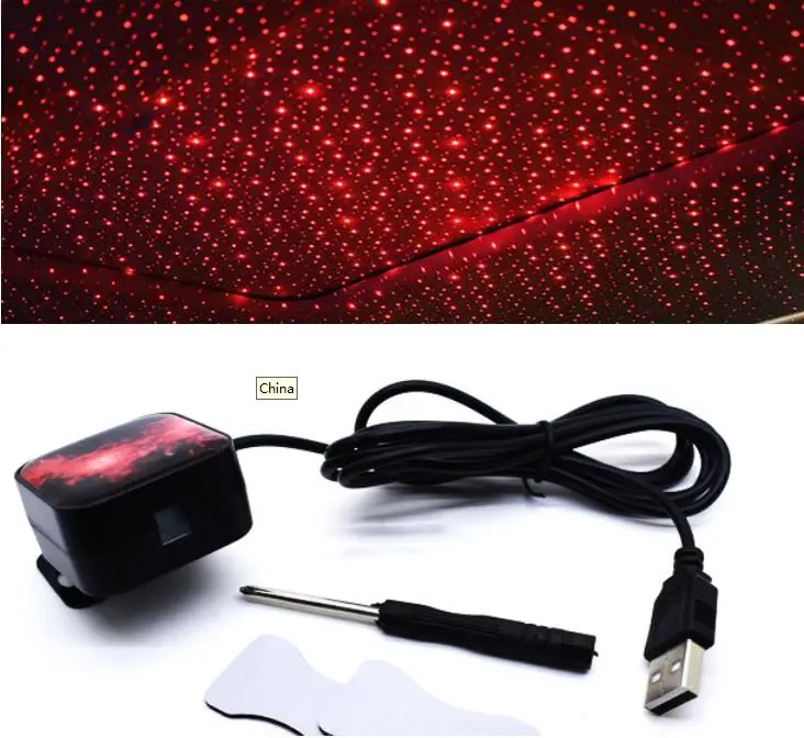 Интерьер красный синий цвет Гипсофилы usb Поворот музыка управление светодиодный вращающийся светильник окружающей среды для mercedes w205 w218 f10 f30 - Испускаемый цвет: red and rotating