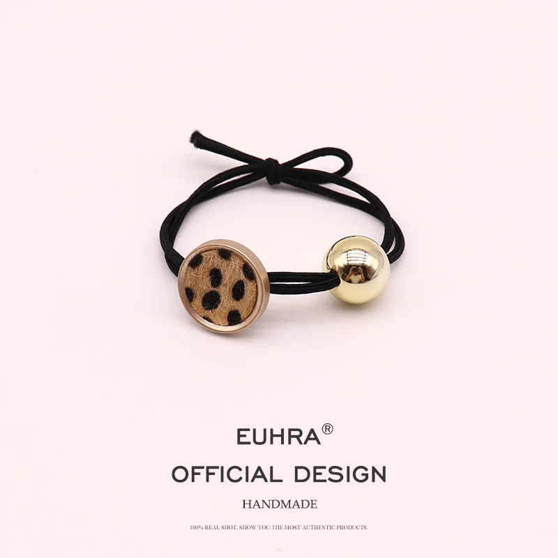 EUHRA/5 цветов, леопардовые пятна, яркие бусины для девочек, ручная работа, женские эластичные резинки для волос, детские резиновые ленты