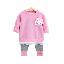 Ropa de moda para niños y niñas, camiseta bonita, pantalones, 2 unids/set/conjunto, ropa deportiva de algodón para niños pequeños, novedad de primavera y otoño