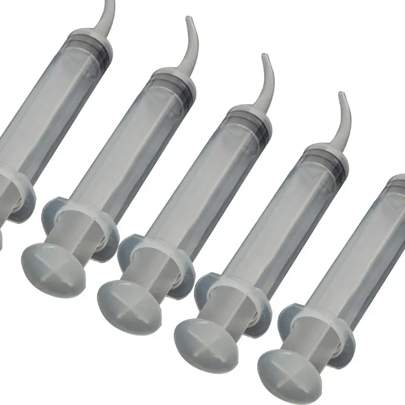 8 Pack Disposable Dental Irrigation Syringe Oral Irrigator Syringe with Curved Tip 12cc F42B