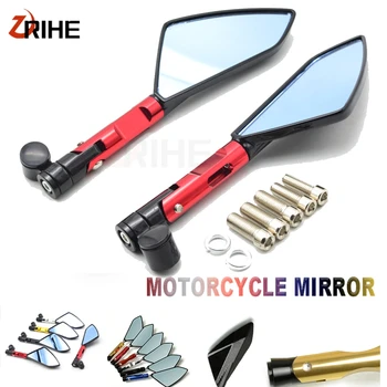 

Motorcycle Rearview Rear View Mirror Universal CNC Aluminum Blue Len For yamaha ybr 125 yzf-r15 XT660 xt660x xt660r xt660z FZ6