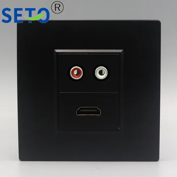 

SeTo 86 Type One Red & White Audio Connector + One HDMI Panel Wall Platen Black Socket Keystone Faceplate