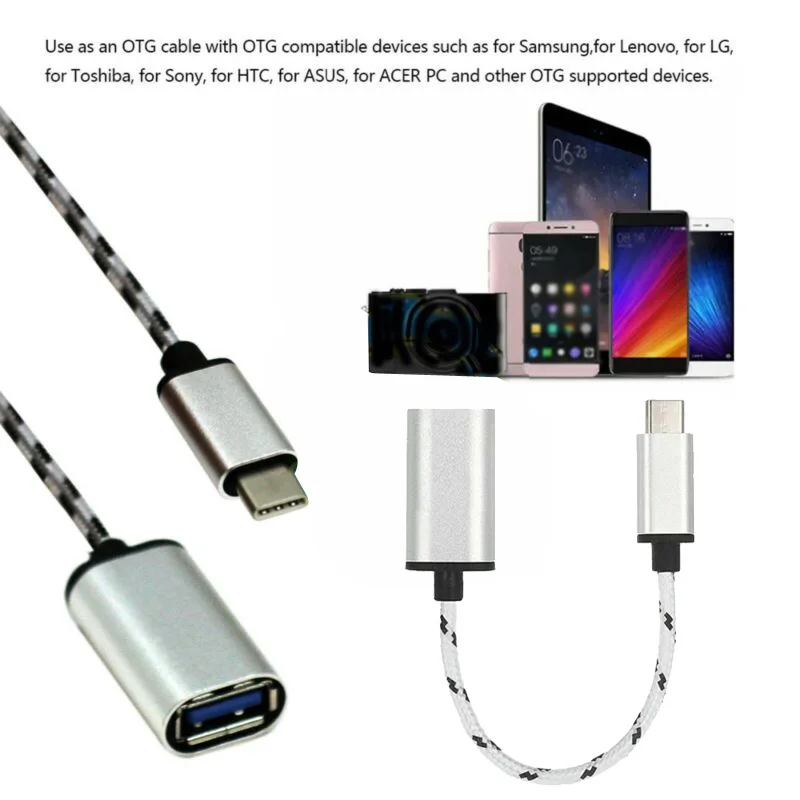 

Charge Adapter Cable Cord Connector USB C Male to Type A Female Data Sync