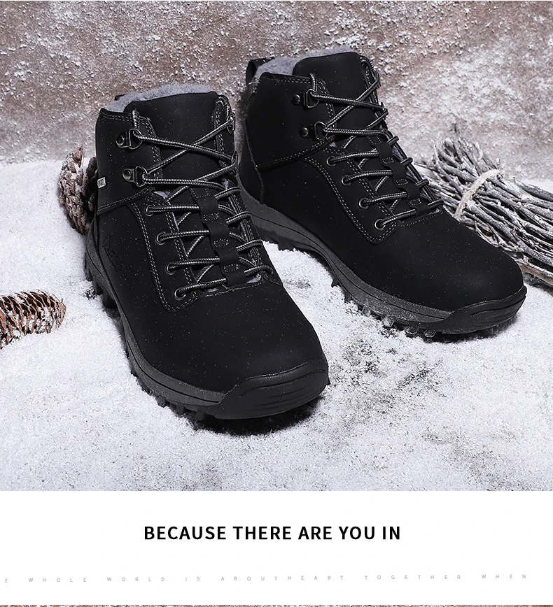 Plush Warm Shoes Men Winter Hiking Shoes Trekking Men Snow Boots Waterproof Upper Climbing Shoes Antiskid Boots Big Size 39-47