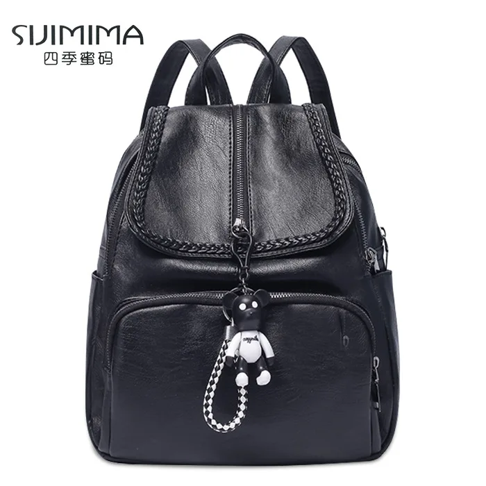 

New fashion backpack casual wild personality pu soft leather travel ladies bag backpack motorcycle bag