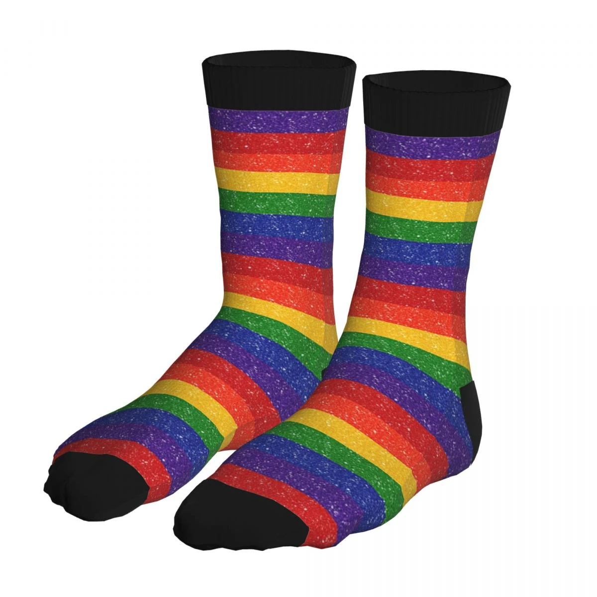 Calcetines de LICRA para hombre, medias gruesas de colores de contraste, con purpurina de imitación, Bandera de orgullo arcoíris, ropa de invierno, LGBT, Gay, lesbiana, tubo medio, 5%|Calcetines de hombres| -