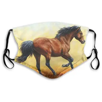 

Running Horse Print Mouth Masks With Filter Washable And Reusable Anti Dust Breathable Mask With Adjustable Ear Loops For Men