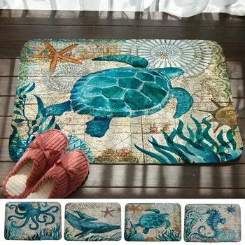 

60*40cm Floor Mat Doormat Entrance Door Octopus Whale Turtle Seahorse Print Anti-slip Floor Mats Door Mat Bathroom Kitchen Mat