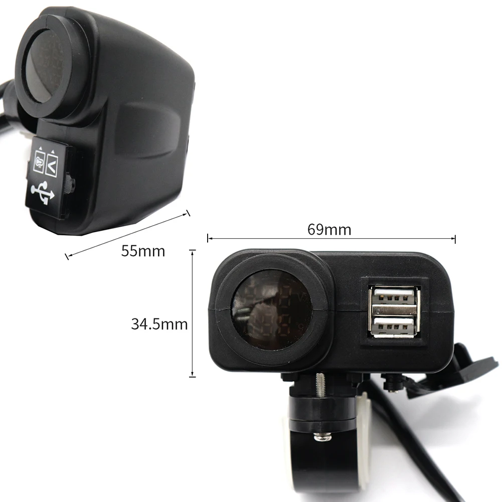 12-30V многофункциональный разъем USB зарядное устройство мотоцикл температура светодиодный дисплей компактный с Вольтметр практичный открытый с двумя портами