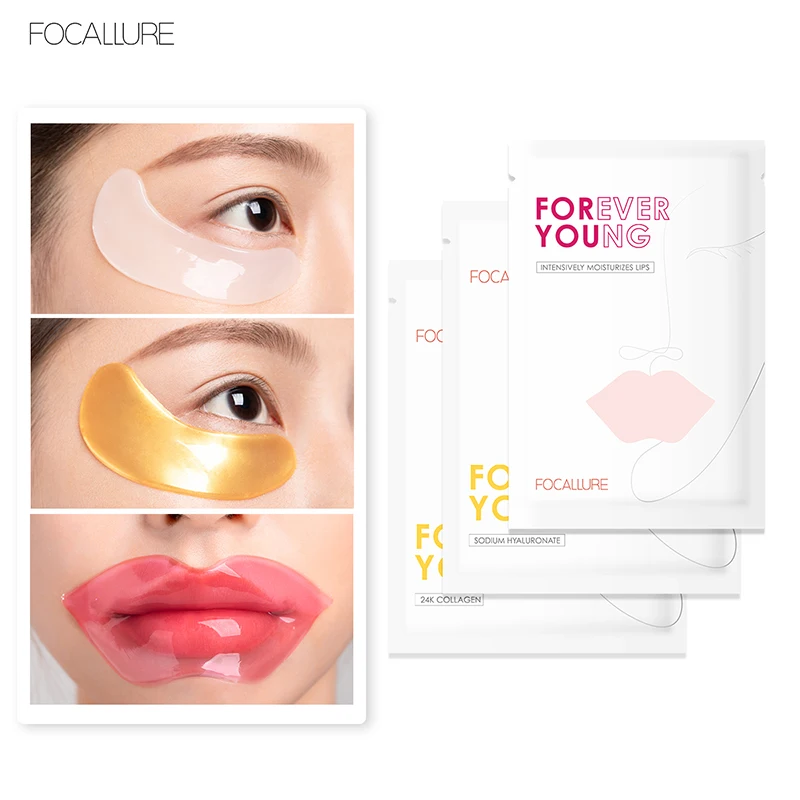 FOCALLURE Collagen Crystal Eye Mask Lip Mask Gel Eye Patches Anti-Aging Eye Bags Wrinkle Dark Circles Eye Pads Skin Care TSLM2