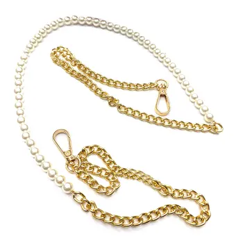 

New Design Metal Stainless pearl long Chain Strap lanyard Shoulder mobile Handbag Bag for Universal smartphone phone bag