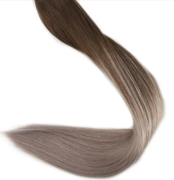 

Full Shine Clip in One Piece U Part Wigs Color #4 Medium Brown Fading To Color #18 100% Remy Extensions Straight Hair Half Wig