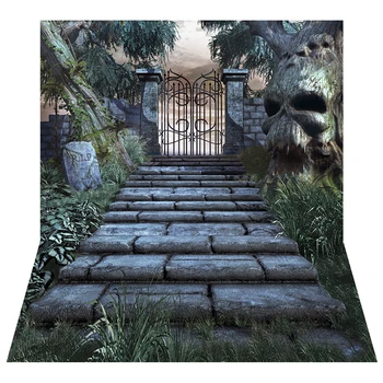 

Acejoker Halloween Backdrop Cemetery Rip Grimace Tree Pumpkin lPhotography Background Vinyl Photo Studio Props