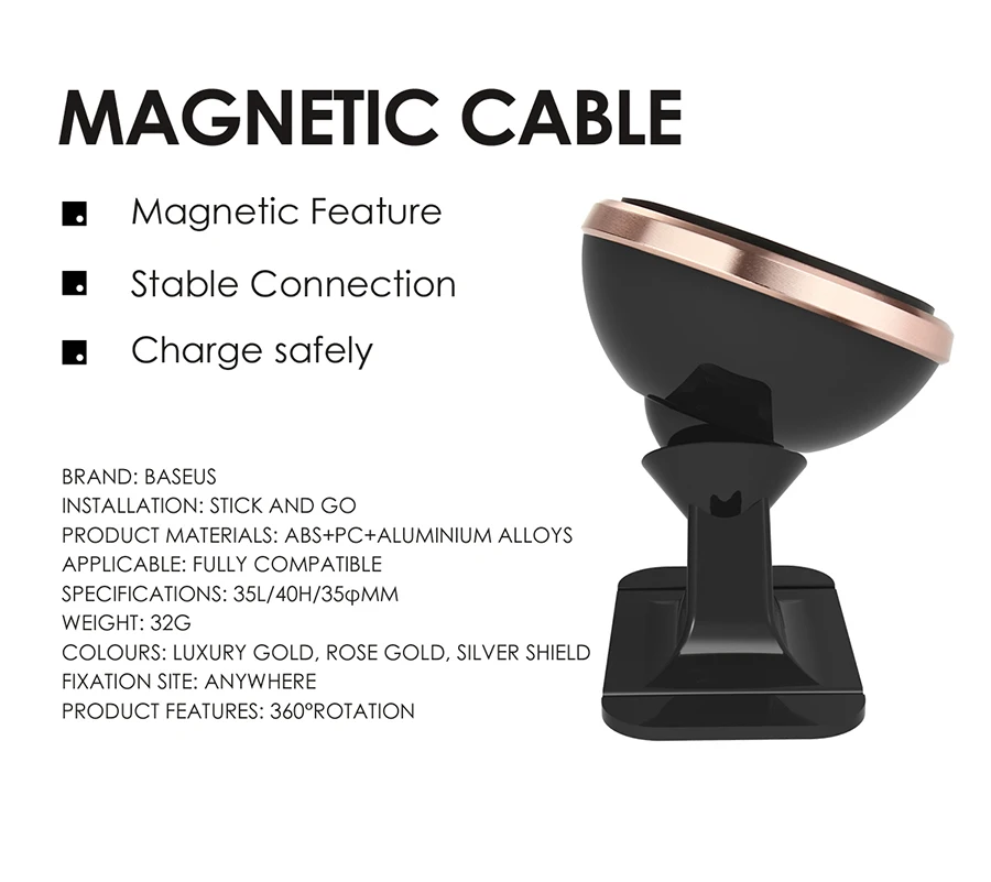 Baseus Универсальный Магнитный автомобильная подставка для телефона для iPhone 11 магнитное крепление круглый 360 ° автомобильный держатель телефона держатель для мобильного телефона, держатель для мобильного телефона