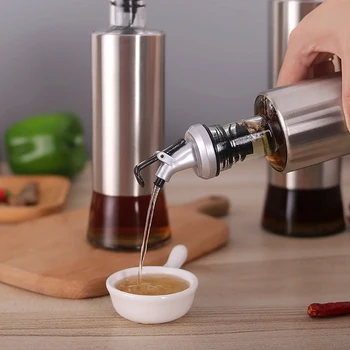 

Cooktop Parts Kitchen Supplies Cooking Seasoning Bottle Stainless Steel Glass Oil Pot Seasoning Storage Bottles Large Capacity