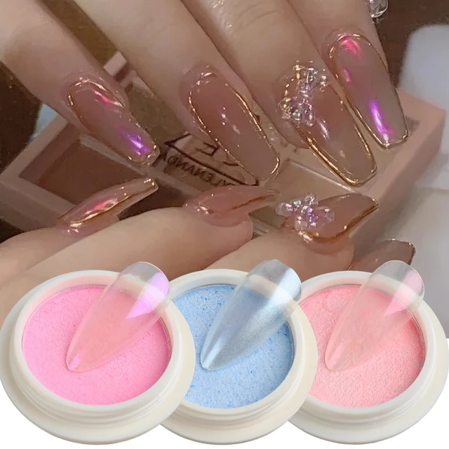 6 Color Chrome Nail Art Powder Sets Aurora Nail Art Glitter Nude Mirror  Effect Pigment Auroras Mermaid Pearl Nail Glitter Powder Reflective Nail  Glitter for Nail Art Decoration