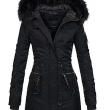 JIEZuoFang, Женское зимнее утепленное пальто, женская осенняя куртка с капюшоном, хлопок, мех, размера плюс, Базовая куртка, верхняя одежда, тонкая, длинная, для девушек