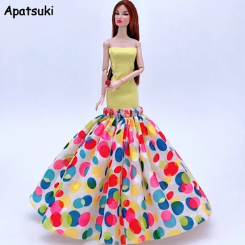 

Colorful Rainbow Polka Fashion Doll Dress For Barbie Doll Clothes Wedding Dresses Fishtail Mermaid Outfits For 1/6 BJD Doll