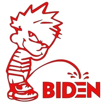 

Joe Biden Calvin Pee on Funny Die Cut Vinyl Window Decal Sticker Car Laptop Bumper Camper Car Accessories Decoration PVC13x13cm