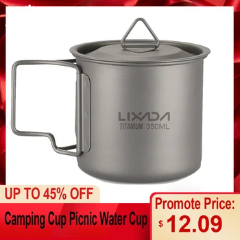 

Lixada Titanium Cup Mug Pots Outdoor Tableware Camping Cup Picnic Water Cup Mug of Coffee Tea with Lid Handle 300/350/550/650ml