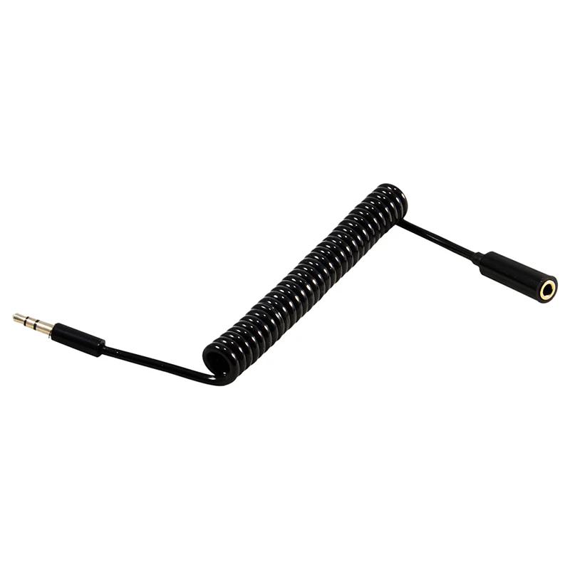 3.5mm Jack Male To Female Spring Aux Extension Cord Spiral Stereo Audio Cable