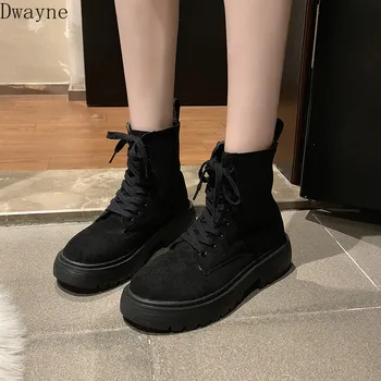 

2019 autumn and winter new Martin boots female British wind retro net red belt suede thick bottom short boots