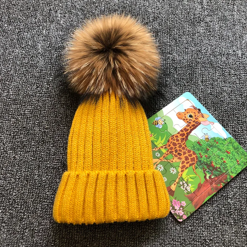 Стиль, модные зимние Весенние шапки для детей, шапка Skullies Beanies 15 см, меховая шапка с помпоном для девочек, шапка, шапка enfant