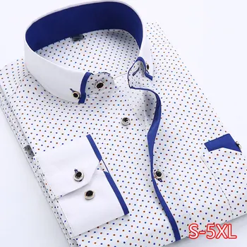 

Fashion Print Casual Men Long Sleeve Shirt Stitching Fashion Pocket Design Fabric Soft Comfortable Men Dress Slim Fit Style 8XL