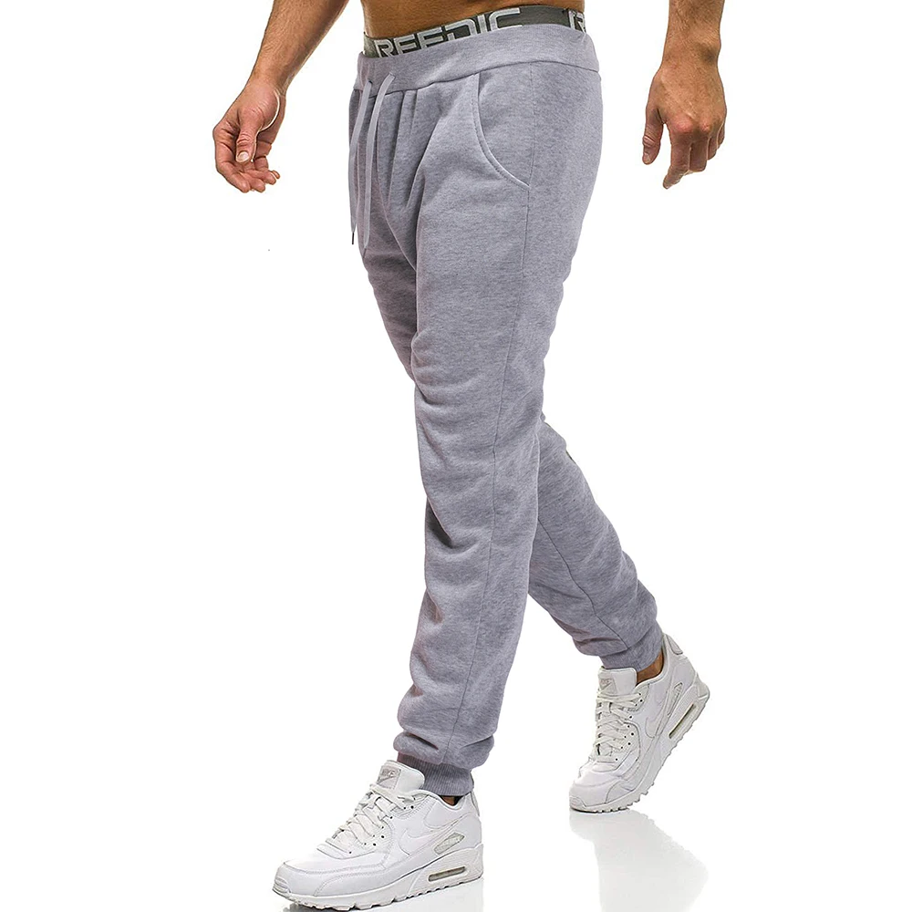 Pants Men Plain Color Drawstring Slacks Loose and Comfortable Fleece tight Men s Trousers 4