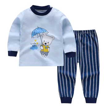 

Cartoon Print Baby Boys Girls Sleepwear Sets Cotton Boys Pajamas Autumn Spring Winter Long Sleeve Tops+Pants 2pcs 1-5 Years Old