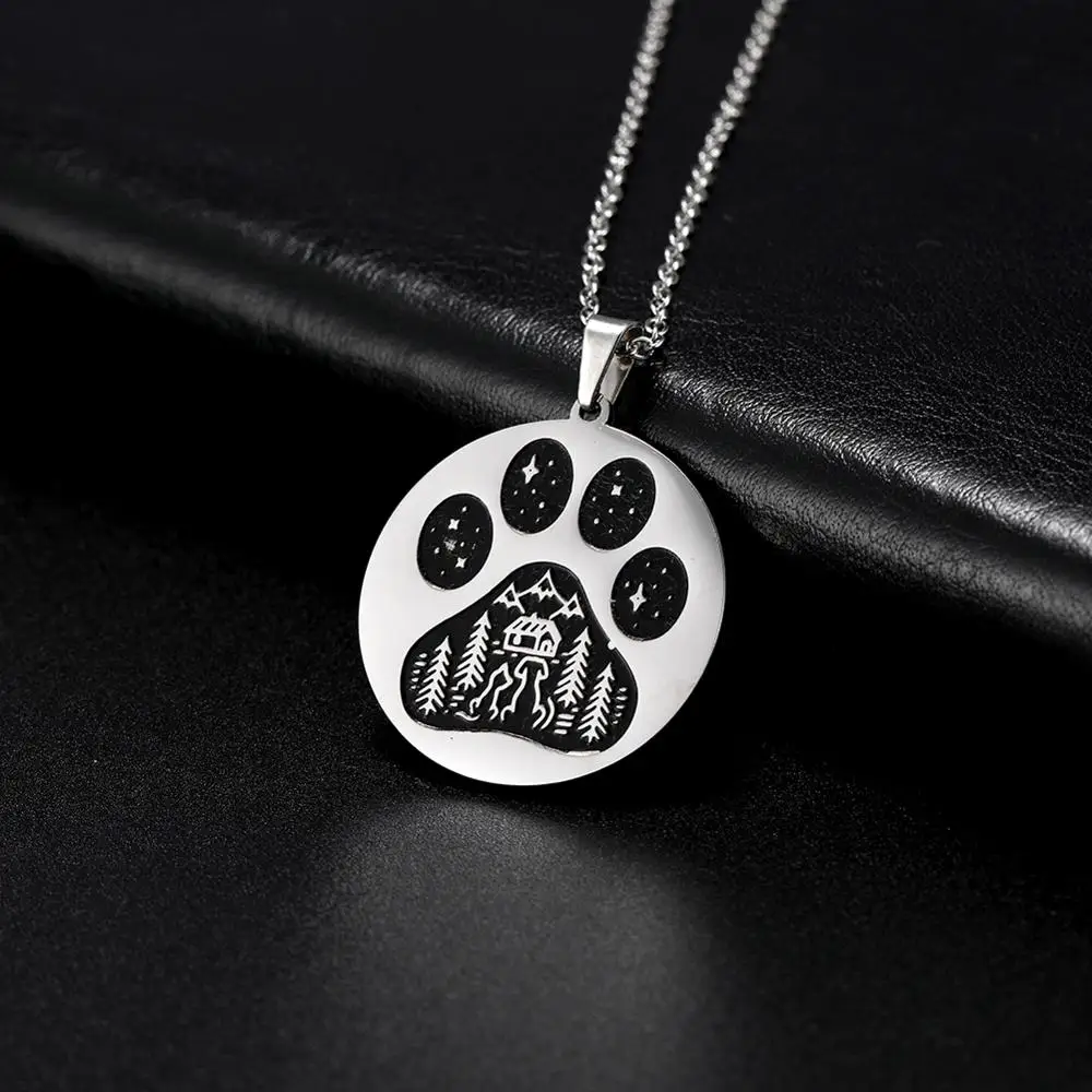 Lemegeton милое ожерелье с отпечатками лап Одинокий волк медведь лиса собака Лапа печать ожерелье s ювелирные изделия из нержавеющей стали для женщин свитер ожерелье - Окраска металла: Footprint 5