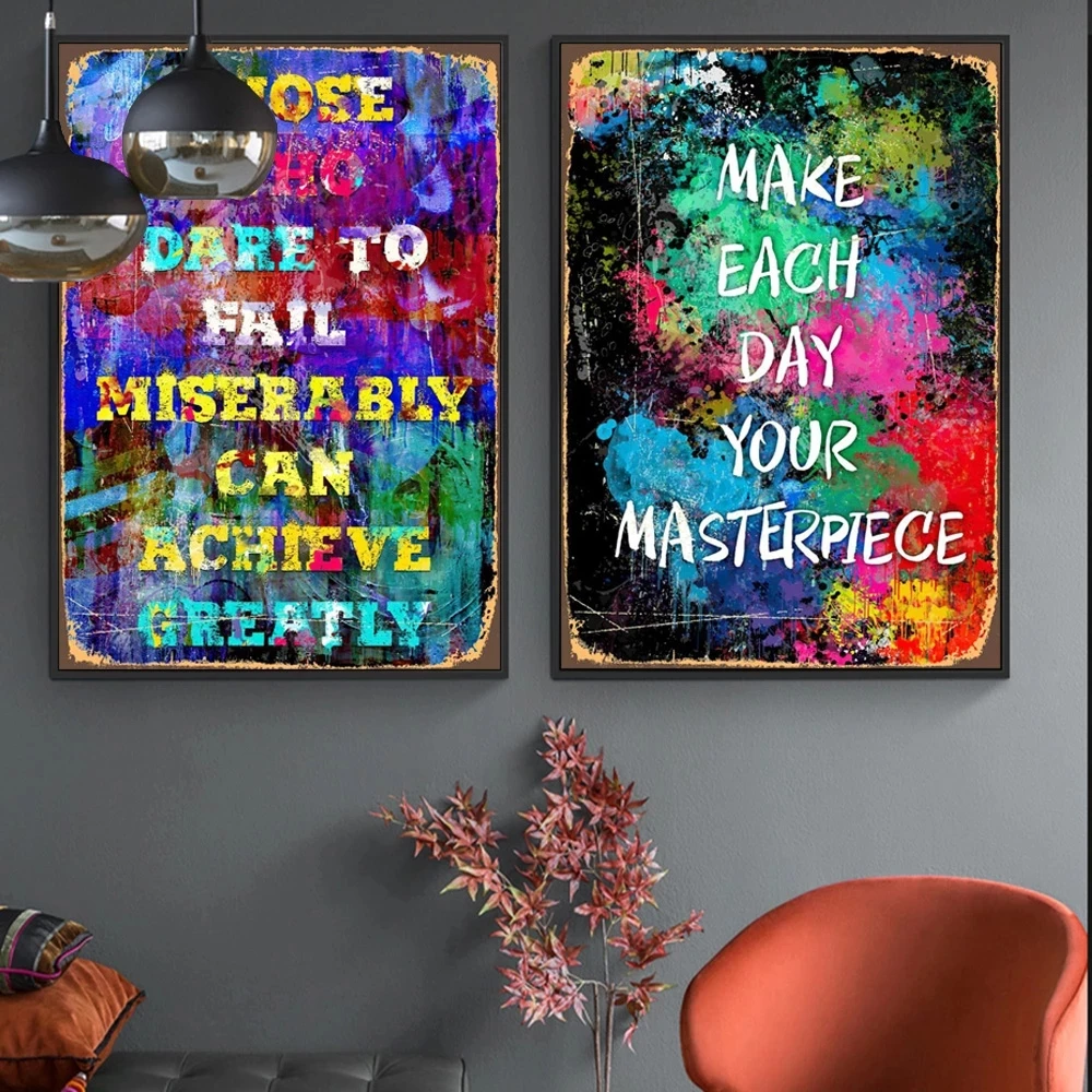 

Abstract Watercolour Wordart Posters And Prints Motivational Slogan Canvas Art Retro Wall Painting For Living Room Mural Decor