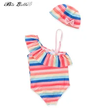 Купальный костюм для маленьких девочек, купальный костюм, купальный костюм, комплект бикини для девочек, Шапочка+ боди, 2 предмета, детский купальный комплект для девочек, бикини для девочек