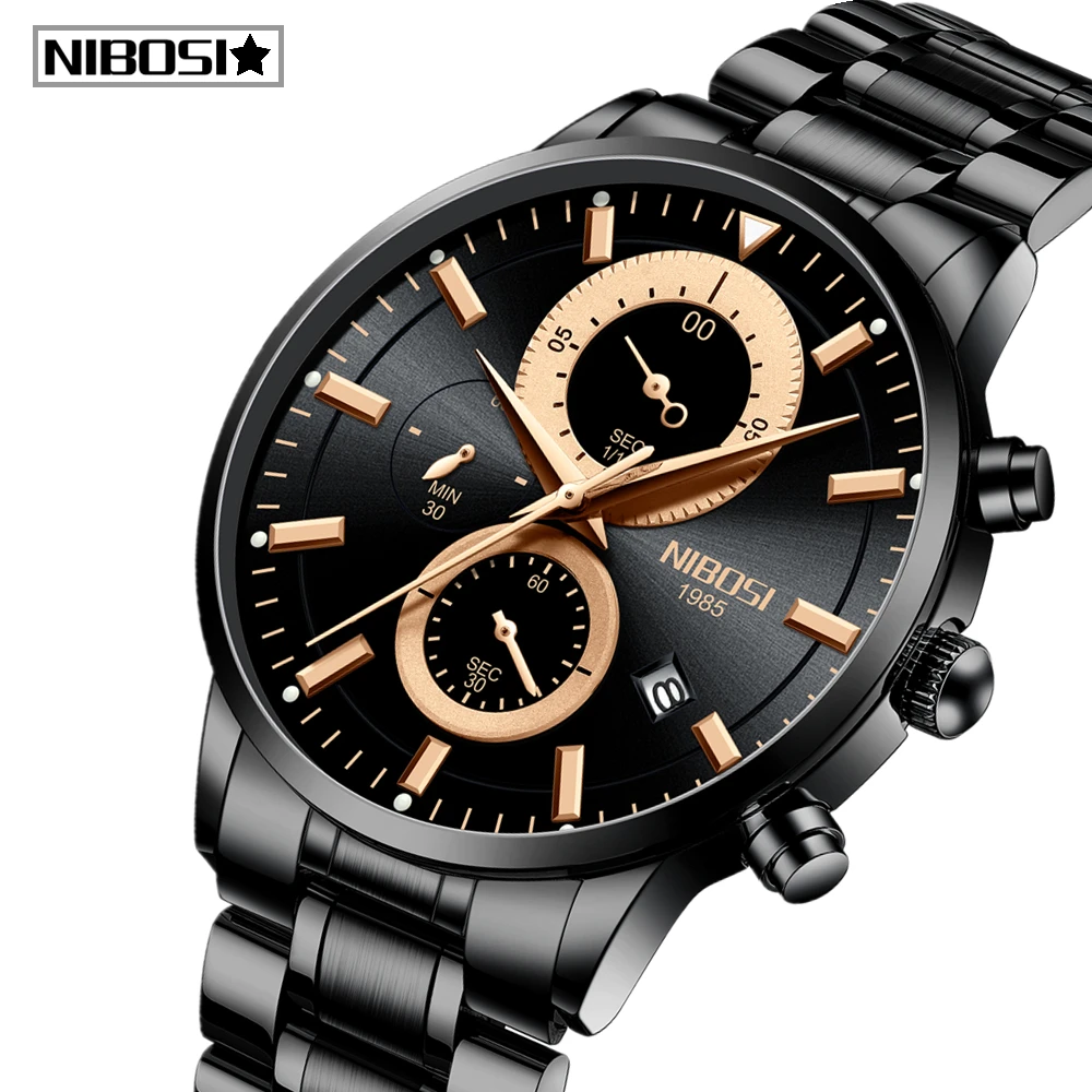 

NIBOSI Mens Watches Top Brand Luxury Business Automatic Quartz Watch Men Fashion Casual Waterproof Men Watch Relogio Masculino