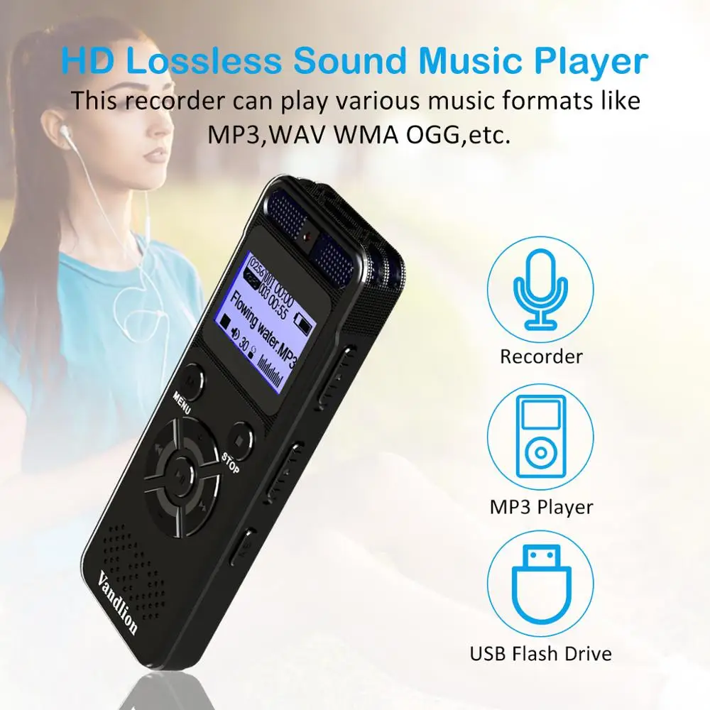 Vandlion Digital Audio Voice Recorder 8GB 16GB