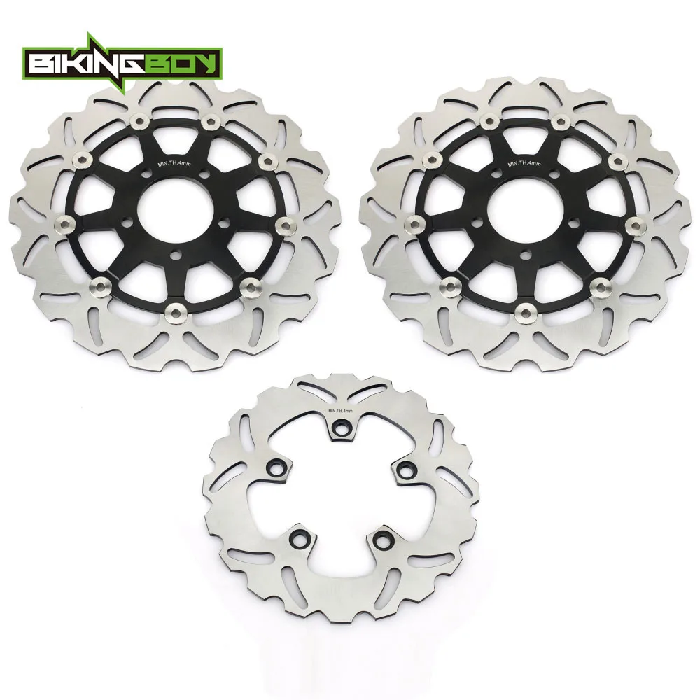 BIKINGBOY для SUZUKI GSXR 1000 K3 K4 2003 2004 GSX-R 600 750 2004 2005 K4 K5 волнистые/круглый спереди и сзади тормозные диски роторы - Цвет: Wavy Black