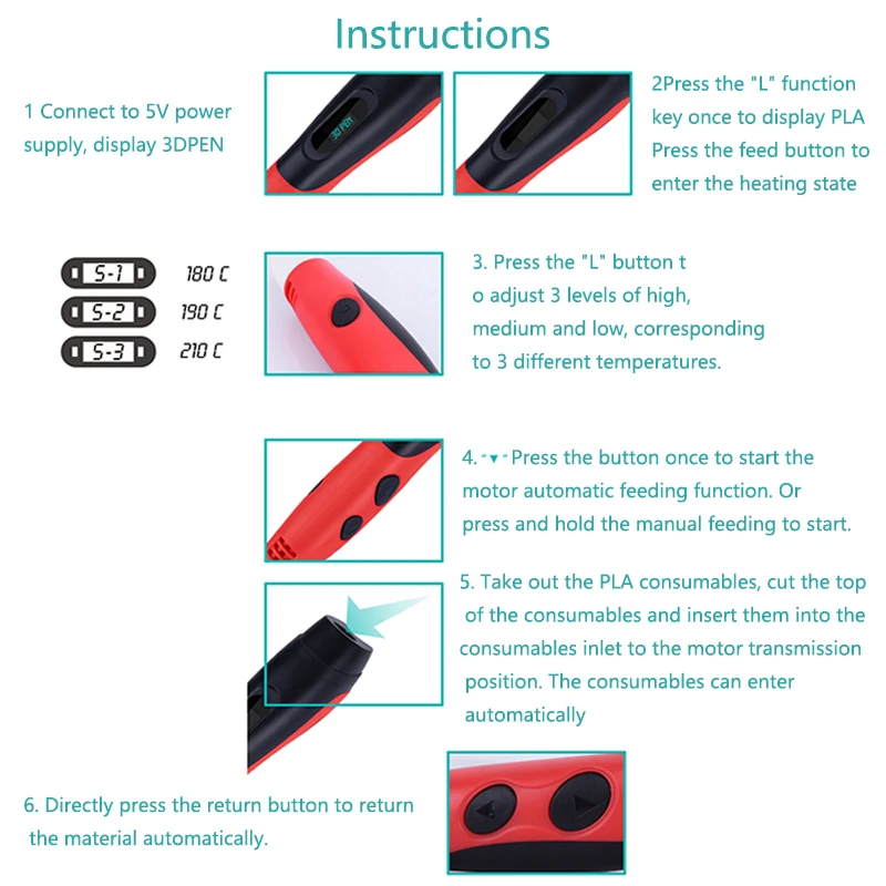 New DIY 3D Pen Set With 12 Colors PLA Filament 3D Printing Pens For Kids Birthday Gift Drawing pen with LCD Display
