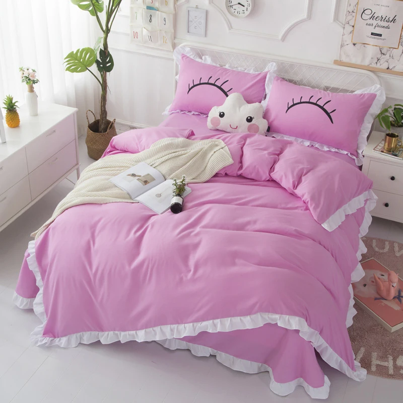 

Cross-Border Sales Duvet Cover Set New Lotus Leaf Lace Eyelash Cotton Bed Linings Four-Piece Quilt Bedding Christmas Gift Sets