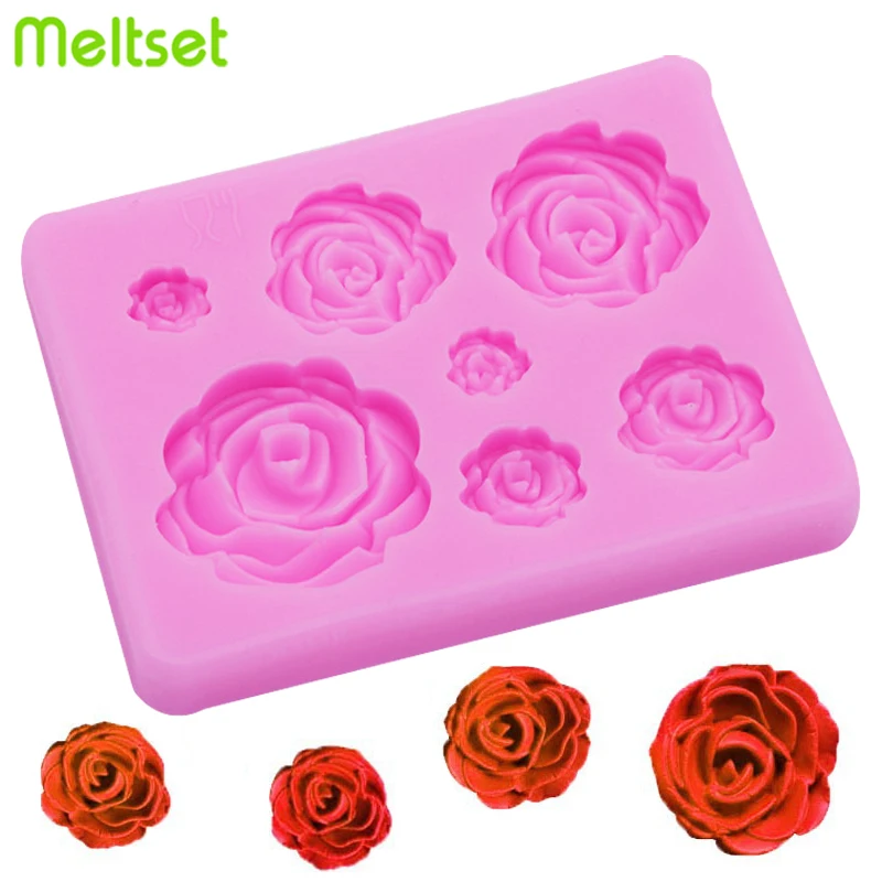 

Rose Flowers Silicone Molds 7 Cavity Chocolate Candy Fondant Cake Mold Wedding Cake Decorating Tools Baking Supplies