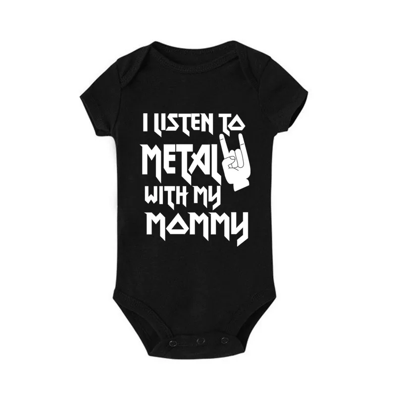I Listen to Metal with My Mommy and Daddy Baby Bodysuits Cotton Soft Baby Body Suit Short Sleeve Jumpsuit Baby Boy Girl Outfits 3
