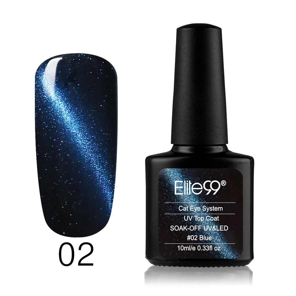 002 Blue Elite99 10 мл 3D кошачий глаз УФ-гель для ногтей верхнее покрытие гель для ногтей Магнитный кошачий глаз Верхнее покрытие гель лак для ногтей маникюр - Цвет: 002 Blue