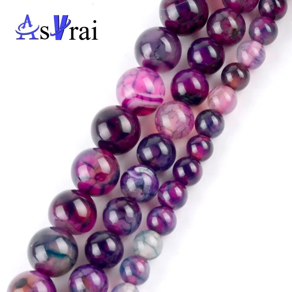 

Natural Rose Red Green Line Dragon Agates Round Space Beads for Jewelry Making 6/8/10mm DIY Handmade Bracelets Jewellery 15"