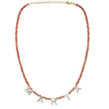 women natural stone beaded necklacea variety of color options adjustable choker handmade shell letter pendant custom name collie