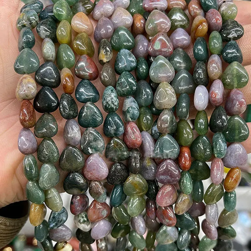 Natural 10mm Heart Loose Spacer Beads For Jewelry Making 15