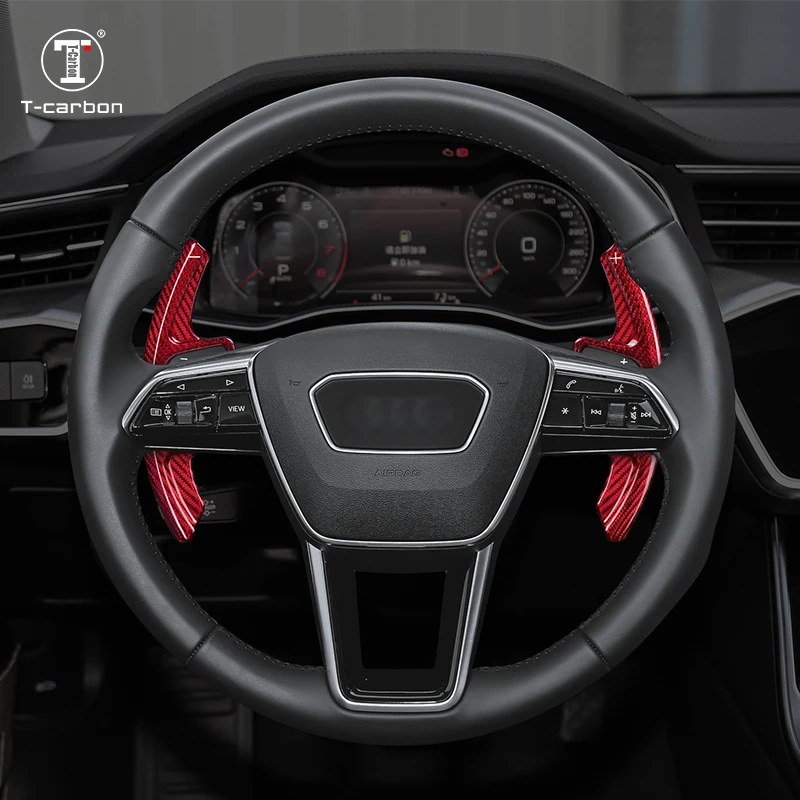 T-carbon Steering Paddle Shifter For Audi A3 A4 A6 A7 C8 A8 D5 E-tron Car Shift Paddle Shifter Gear Accessories