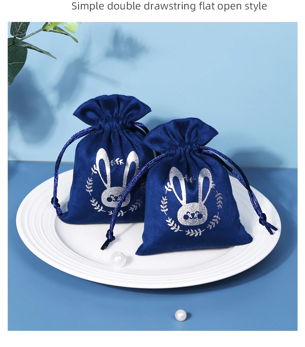 100 blaue Flanellbeutel, Schmuck-Geschenkverpackung, Samtbeutel mit Kordelzug, Hochzeit, Party, Dekoration, Baumwollbeutel, Heim- und Reise-Organizer – Detail 8