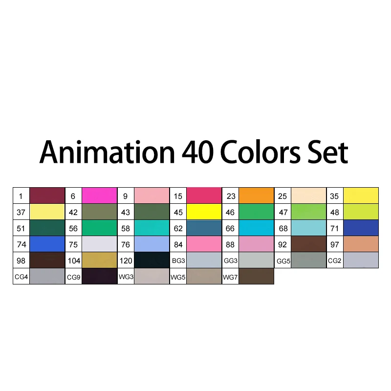 TOUCHNEW, 80 цветов, мягкая кисть, маркеры, ручка, Двойные наконечники, маркеры на спиртовой основе, набор для манги, рисования, анимационного дизайна, товары для рукоделия - Цвет: 40 Animation colors