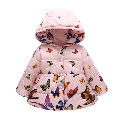 Теплые зимние куртки для маленьких девочек; модная верхняя одежда с капюшоном и принтом для детей; теплые вельветовые пальто для девочек; Рождественский подарок - Цвет: as the picture