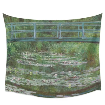 

Modern Wall Tapestry Green Flyover Lotus Oil Painting Pattern Tapestry Wall Hanging Dormitory Living Room Bedroom Decoration